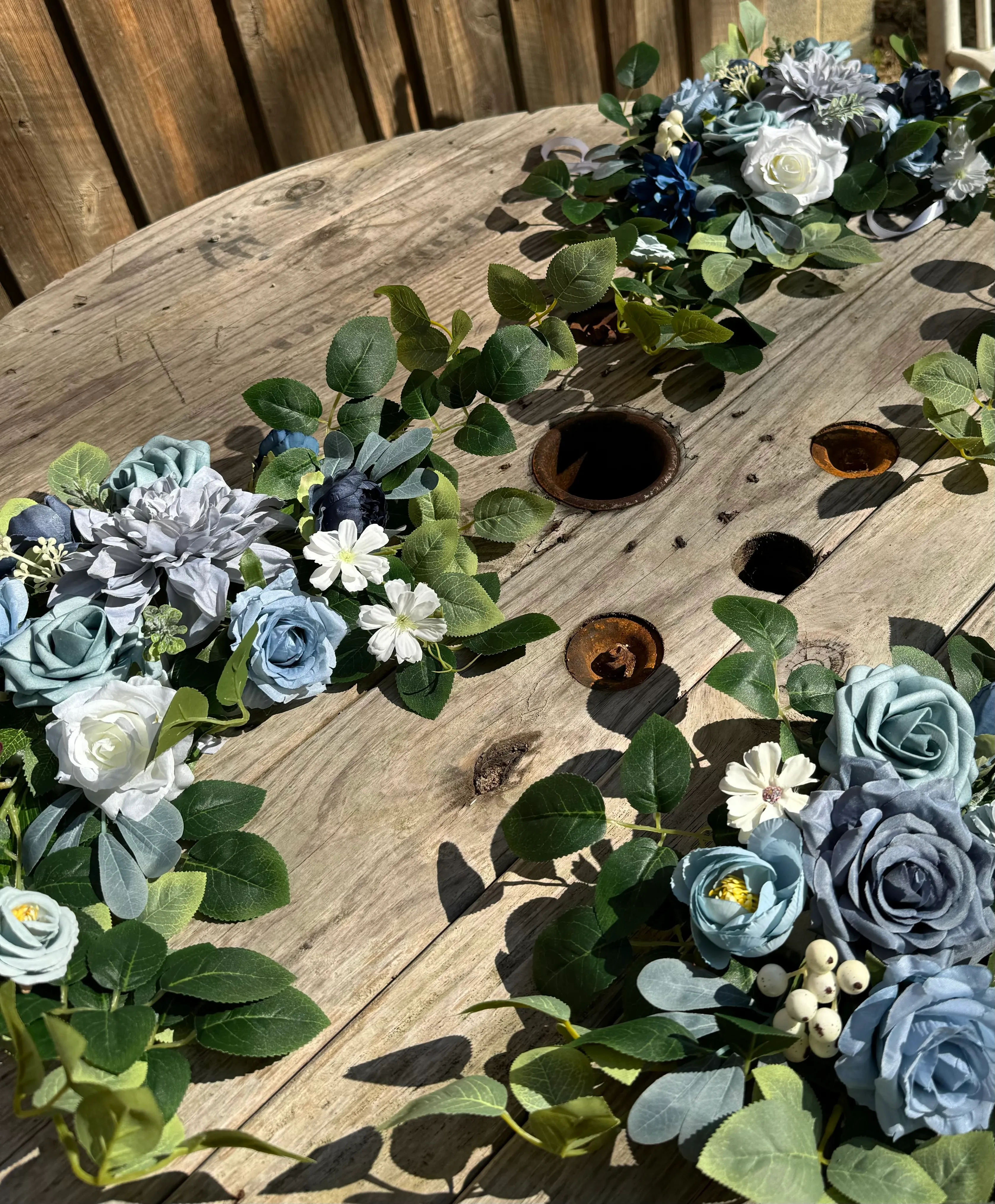 23” Dusty Blue & White Arch or Sign Arrangements