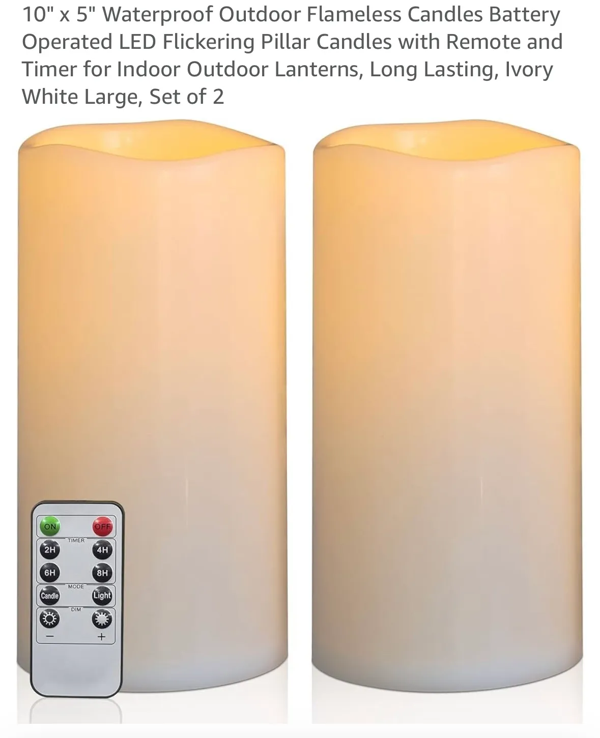 Large Pillar Flameless Candles (8" x 4")