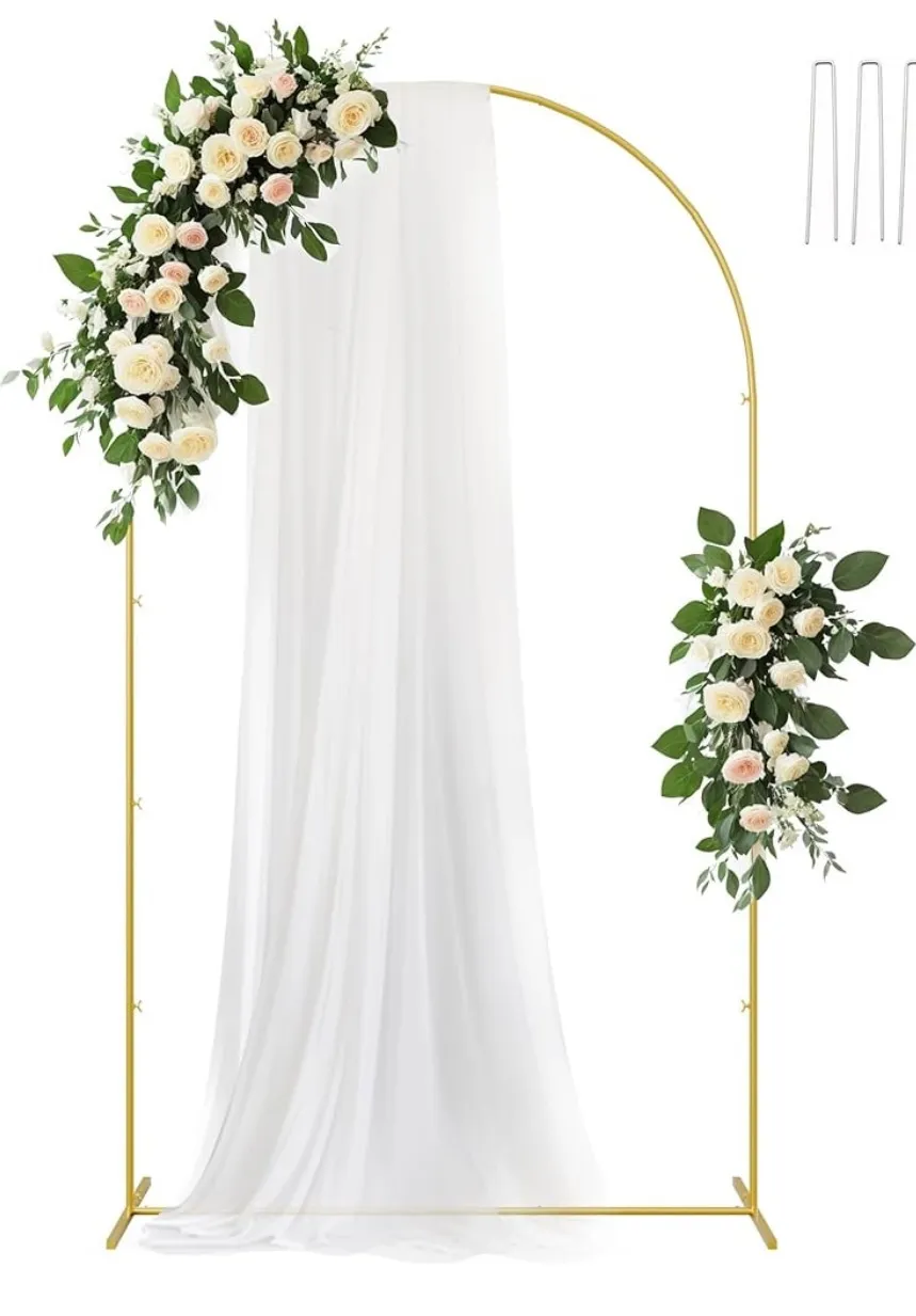 Gold Metal Rounded Arch Stand (40”W x 79”H)