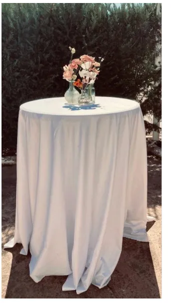 IVORY TABLECLOTH FOR ROUND HIGH TABLE