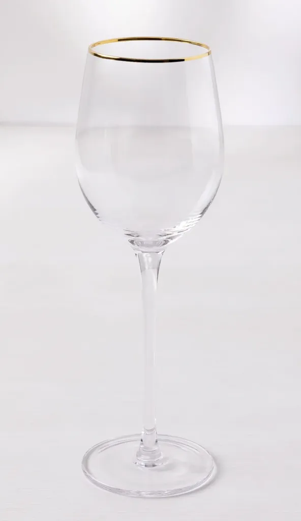 RED WINE GLASS GOLD RIMMED