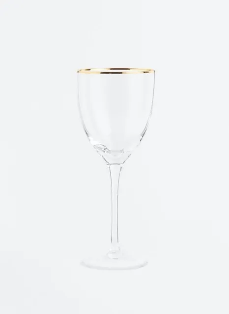 WHITE WINE GLASS GOLD RIMMED