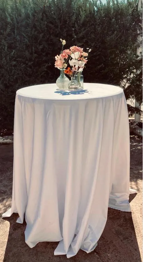WHITE ROUND COCKTAIL TABLECLOTH 320CM