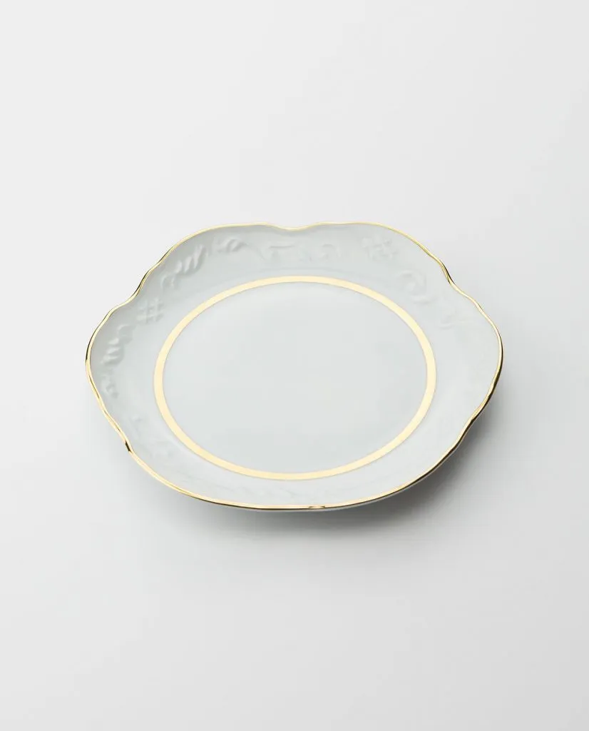 VINTAGE BREAD PLATE (WHITE & GOLD)16CM