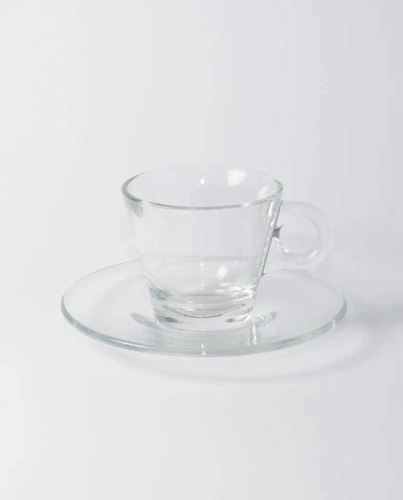 COFFEE CUP & SAUCER GLASS 12CL