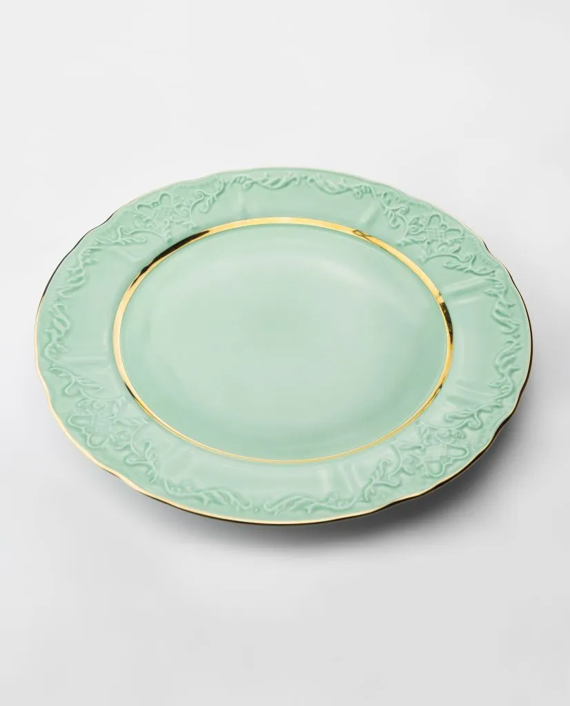 VINTAGE PLATE (GREEN & GOLD) 20CM