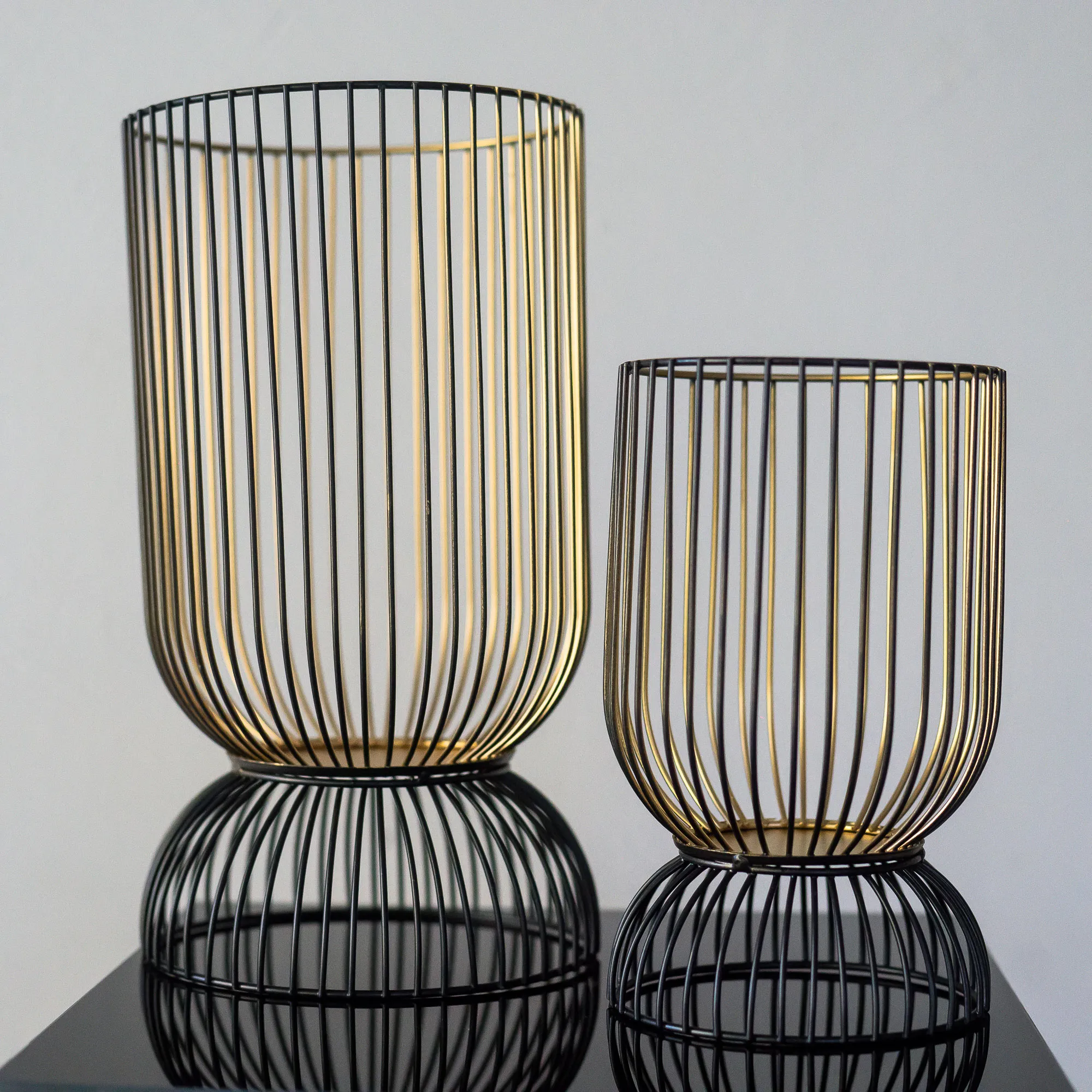 6 x BLACK GOLD candle/flower stands