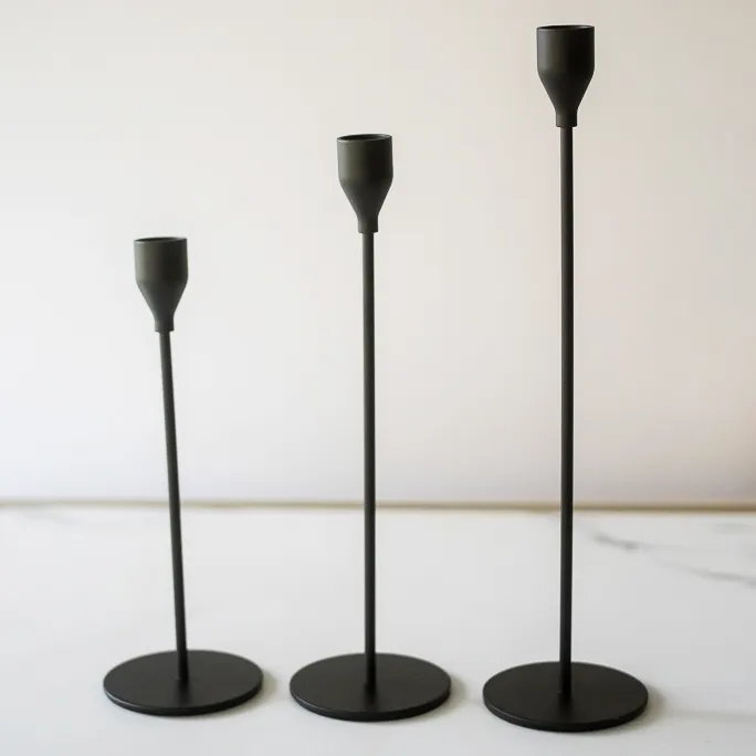 6 x BLACK candle holder