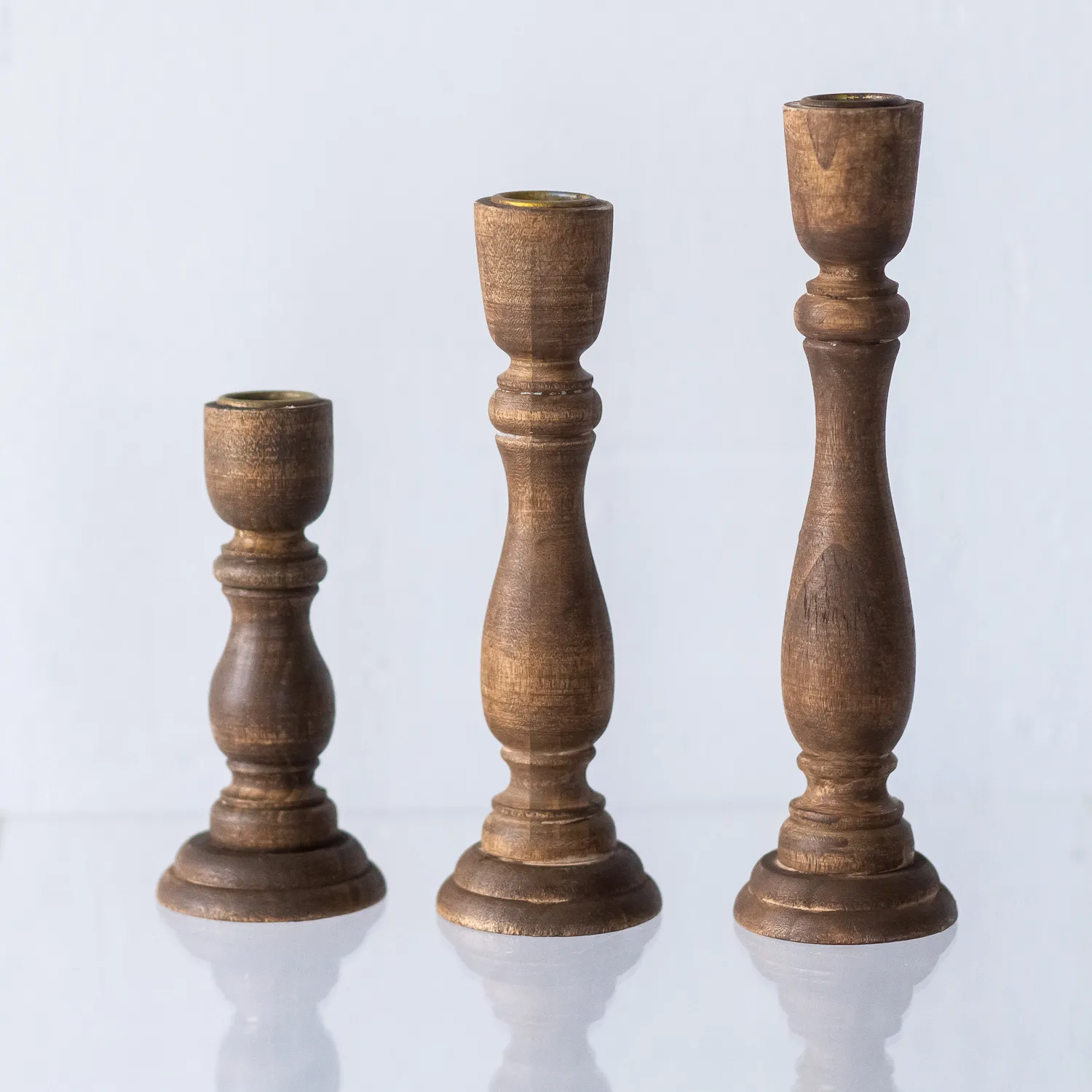 6 x WOOD candle holder