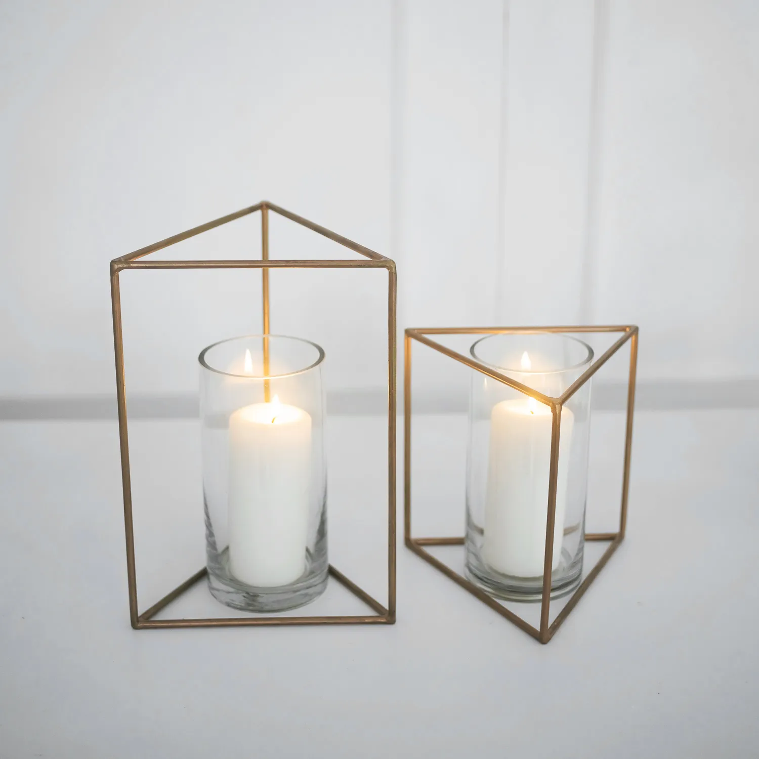 6 x TRIANGLE GOLD candle holders