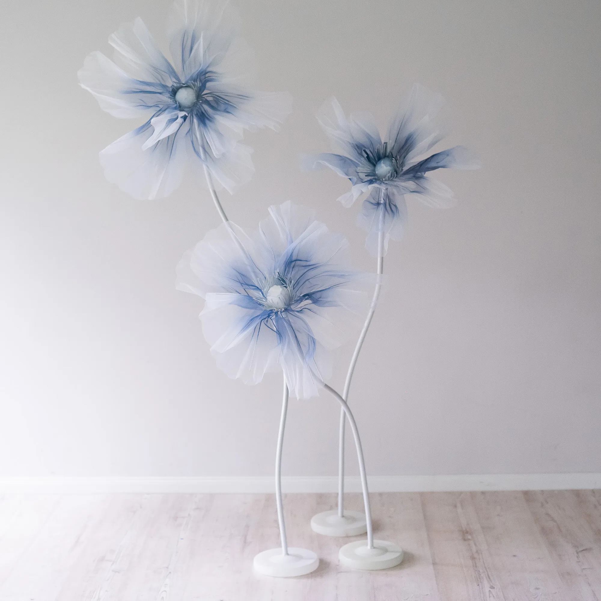 3 x XL BLUE flower