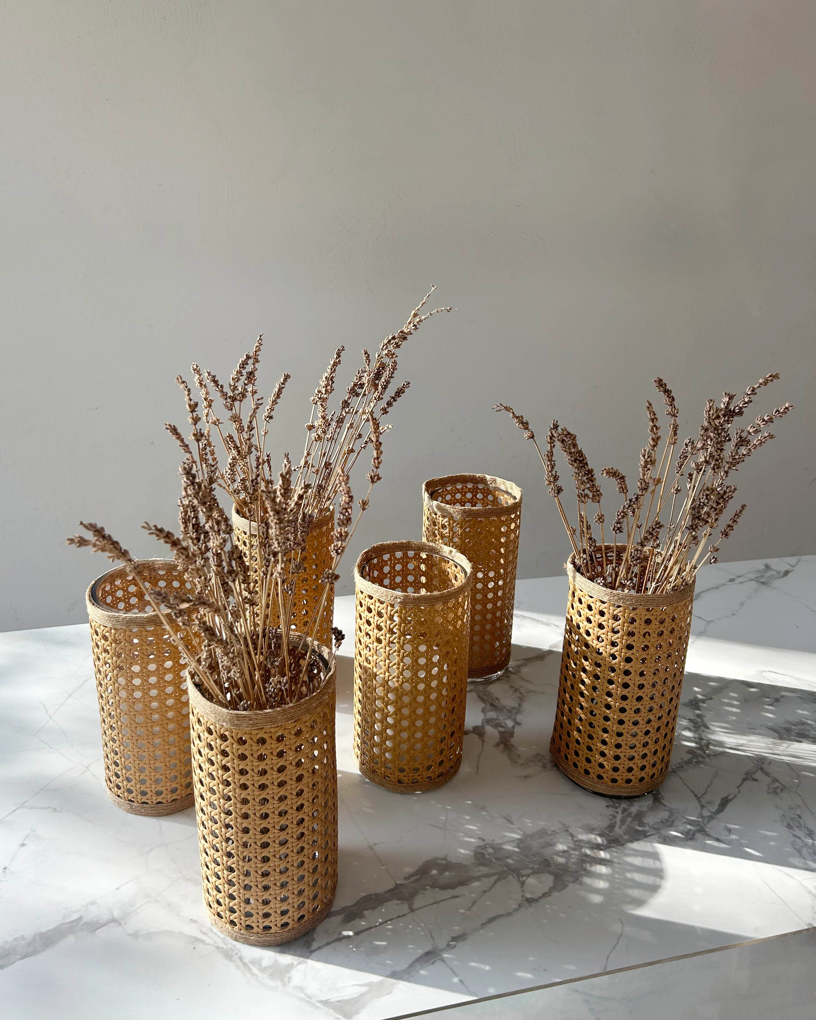 6 x RATTAN vase/lantern