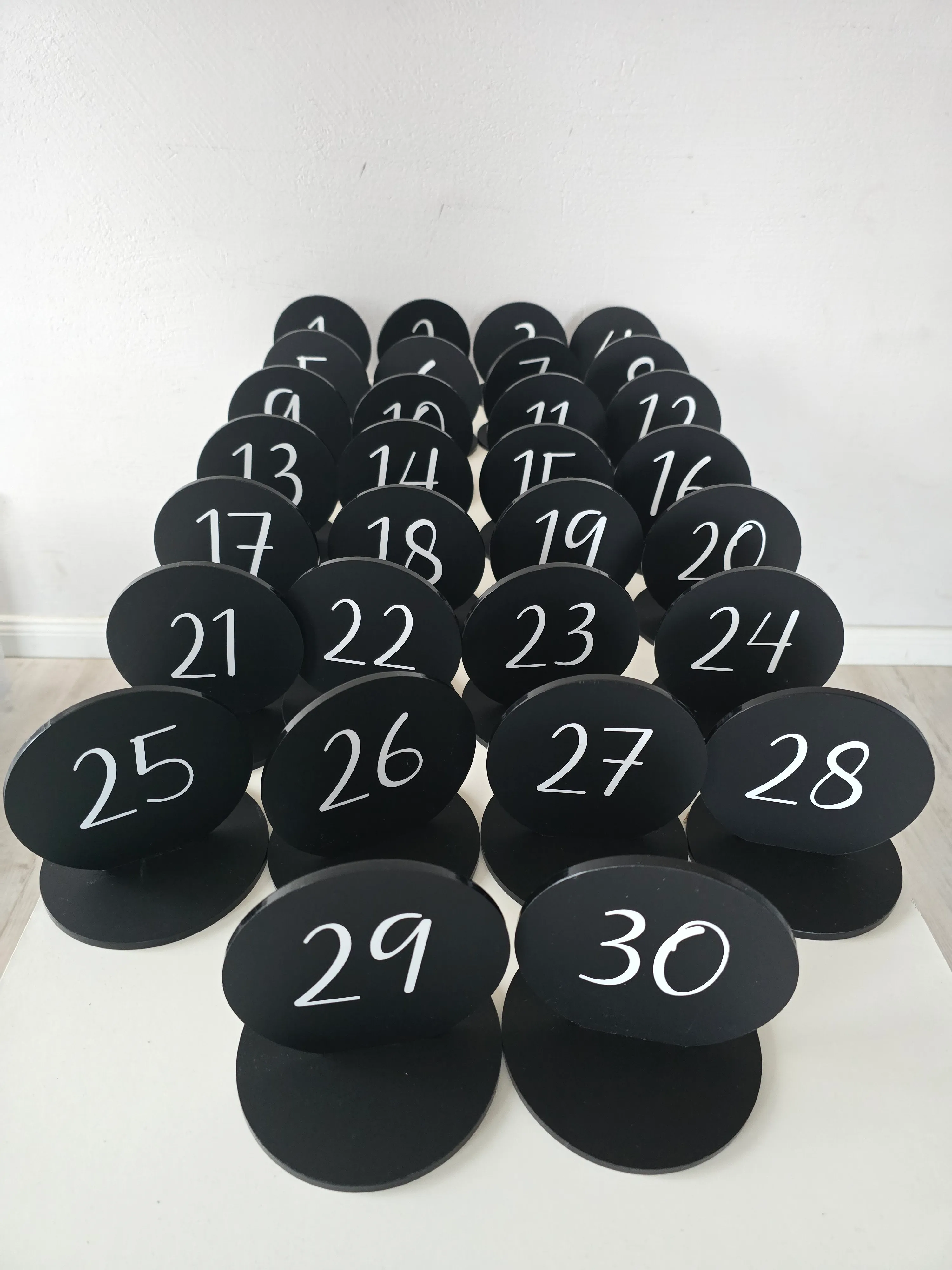 BLACK WHITE table numbers