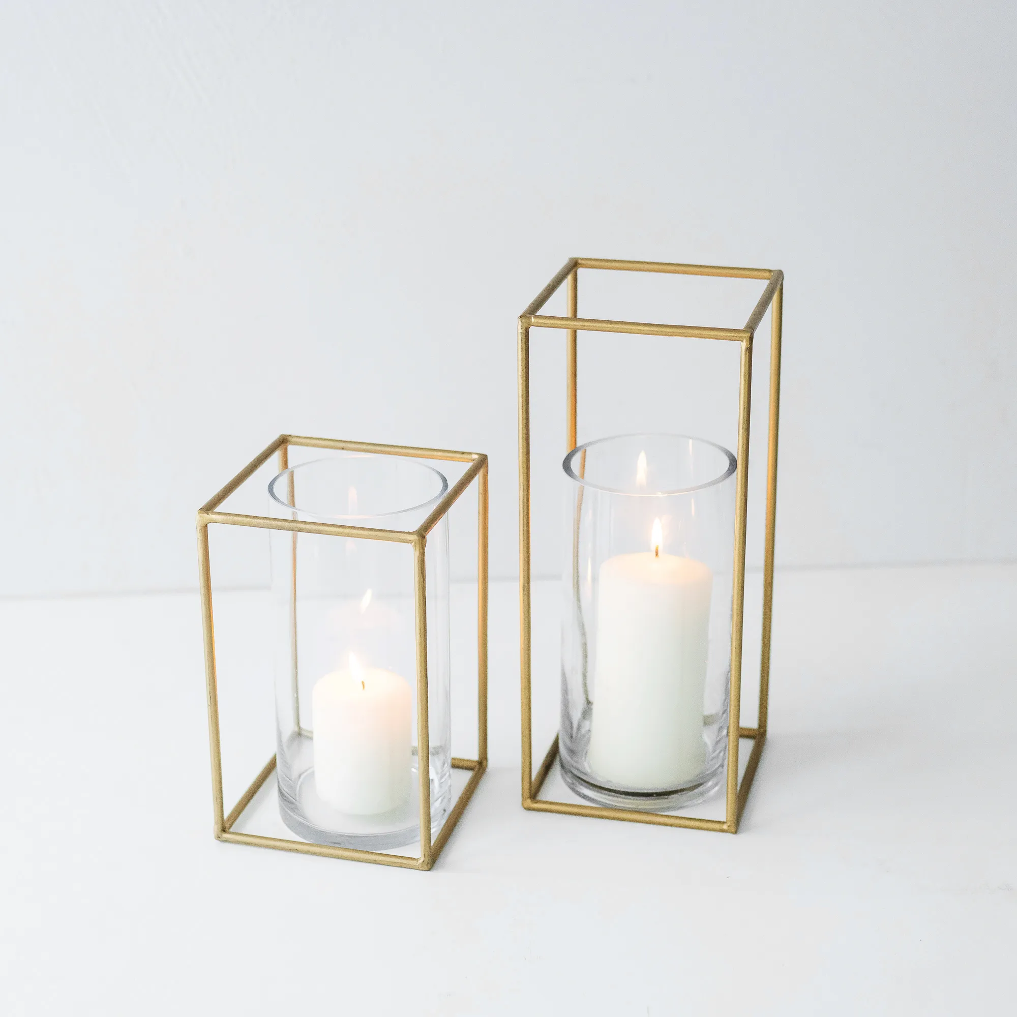 6 x SQUARE GOLD candle holders