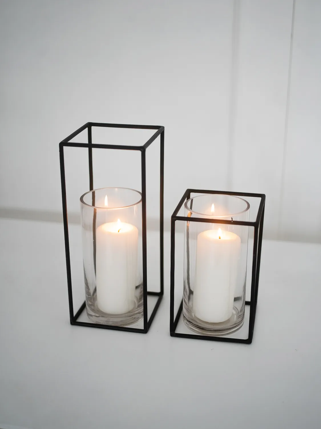 6 x SQUARE BLACK candle holders