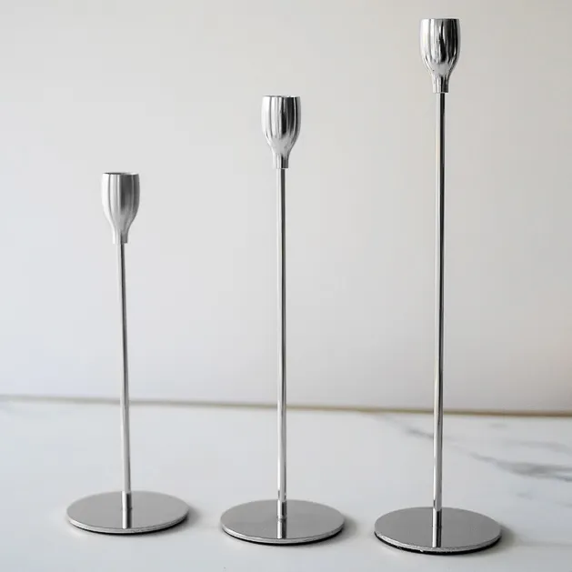 6 x SILVER candle holder