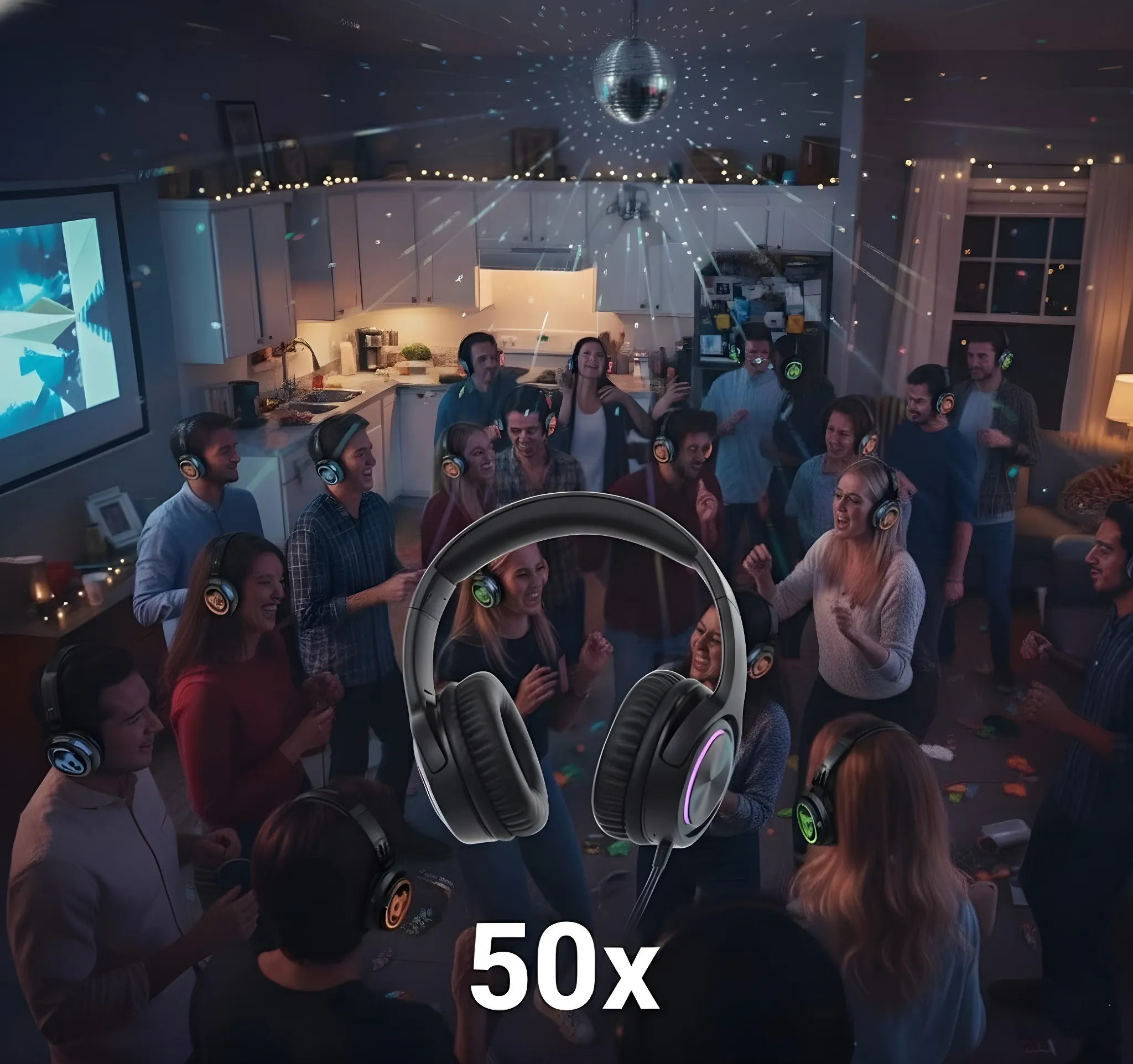 Silent Disco Set - 50 Headphones