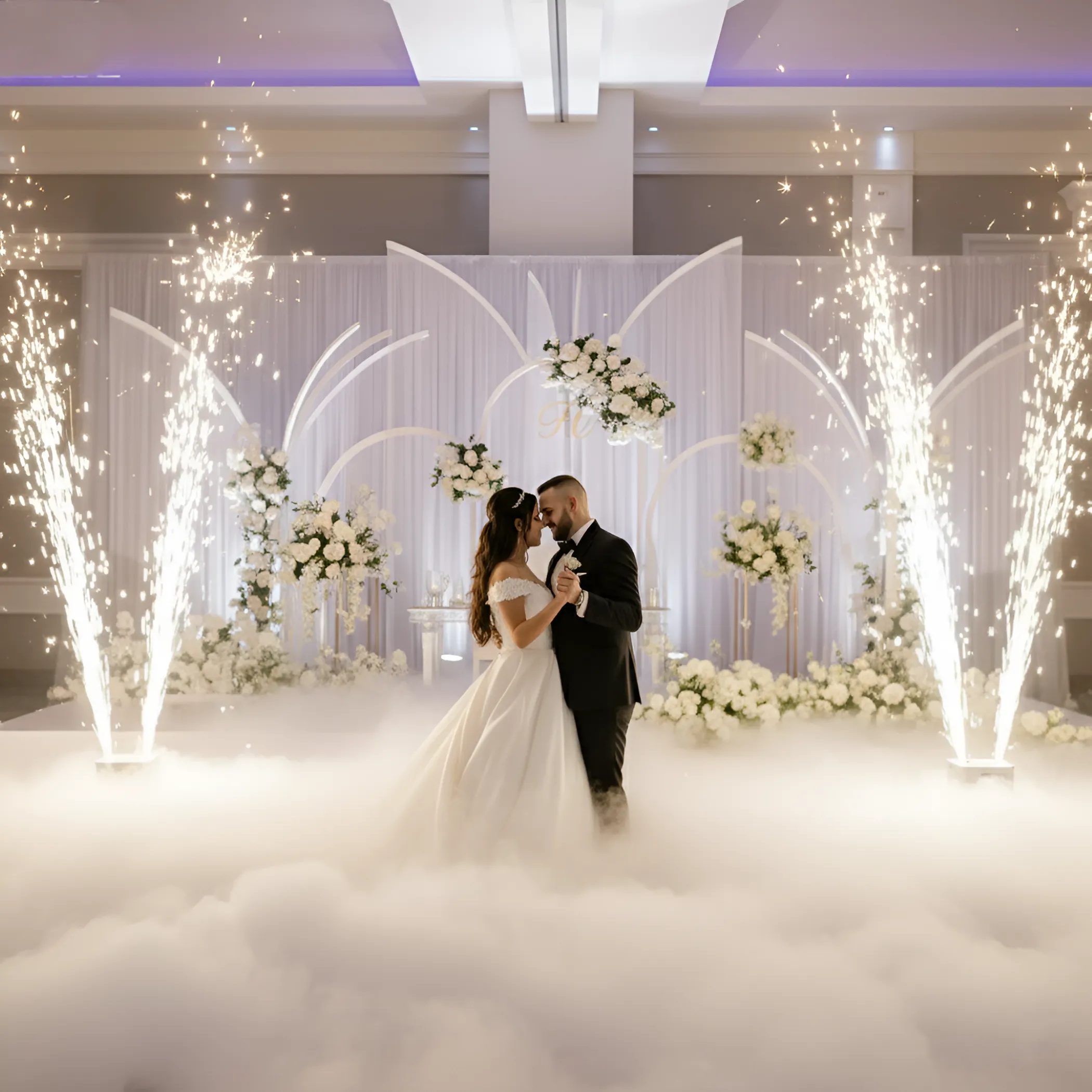 Double Head Rotating Cold Spark Machine - White