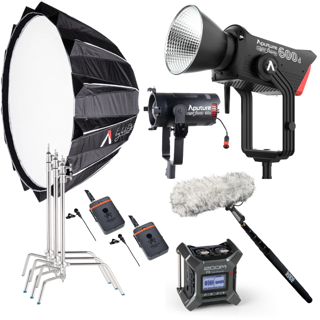 Interview Kit - 2 Lights + Boom Pole + Lapels