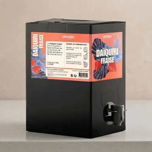 BIB Cocktail 5L - DAÏQUIRI FRAISE 12,5° (Prêt à servir • 40 verres)
