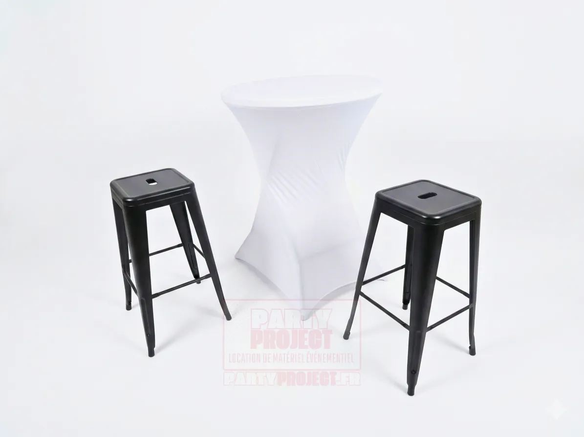 Mange-debout blanc + 2 tabourets