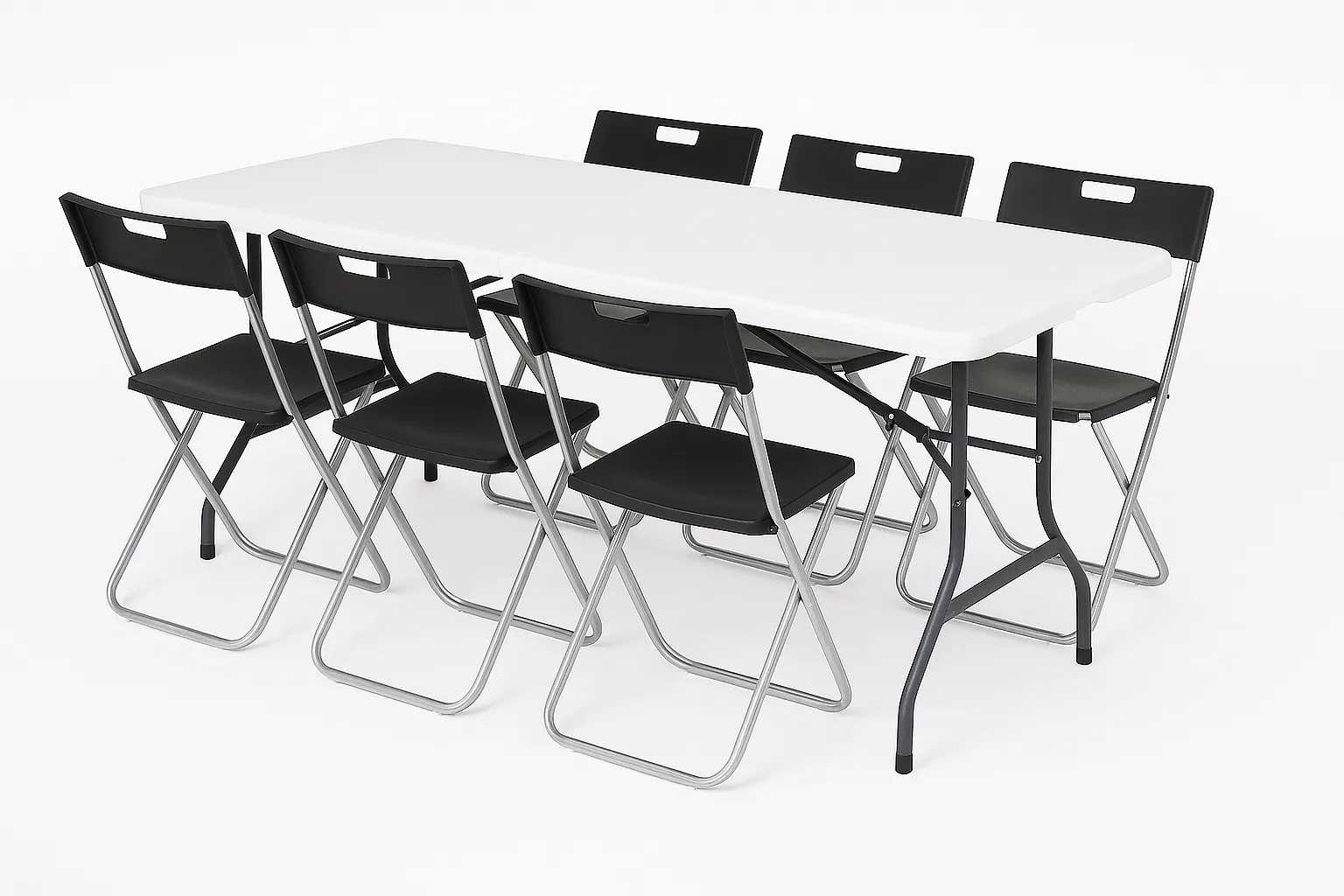 Pack Essentiel - 6 chaises noires + 1 table