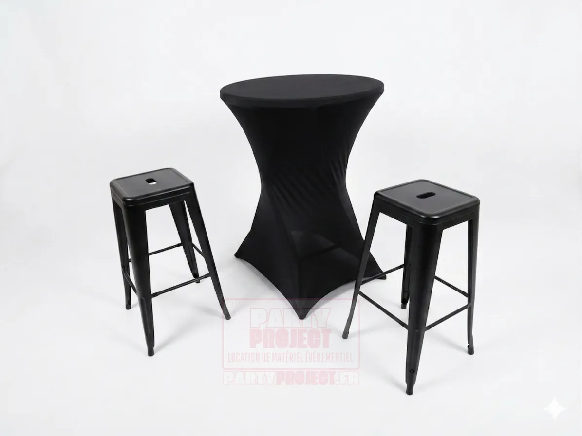 Mange-debout noir + 2 tabourets