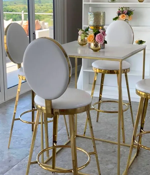 Bar Table - Modern (White & Gold)