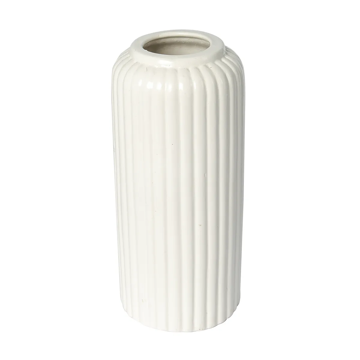 Striped Cylinder Vase (White)  17CM