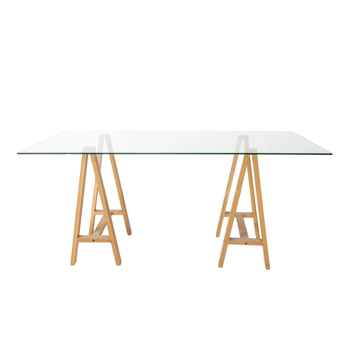 Main Table - Glass Top & Wooden Legs