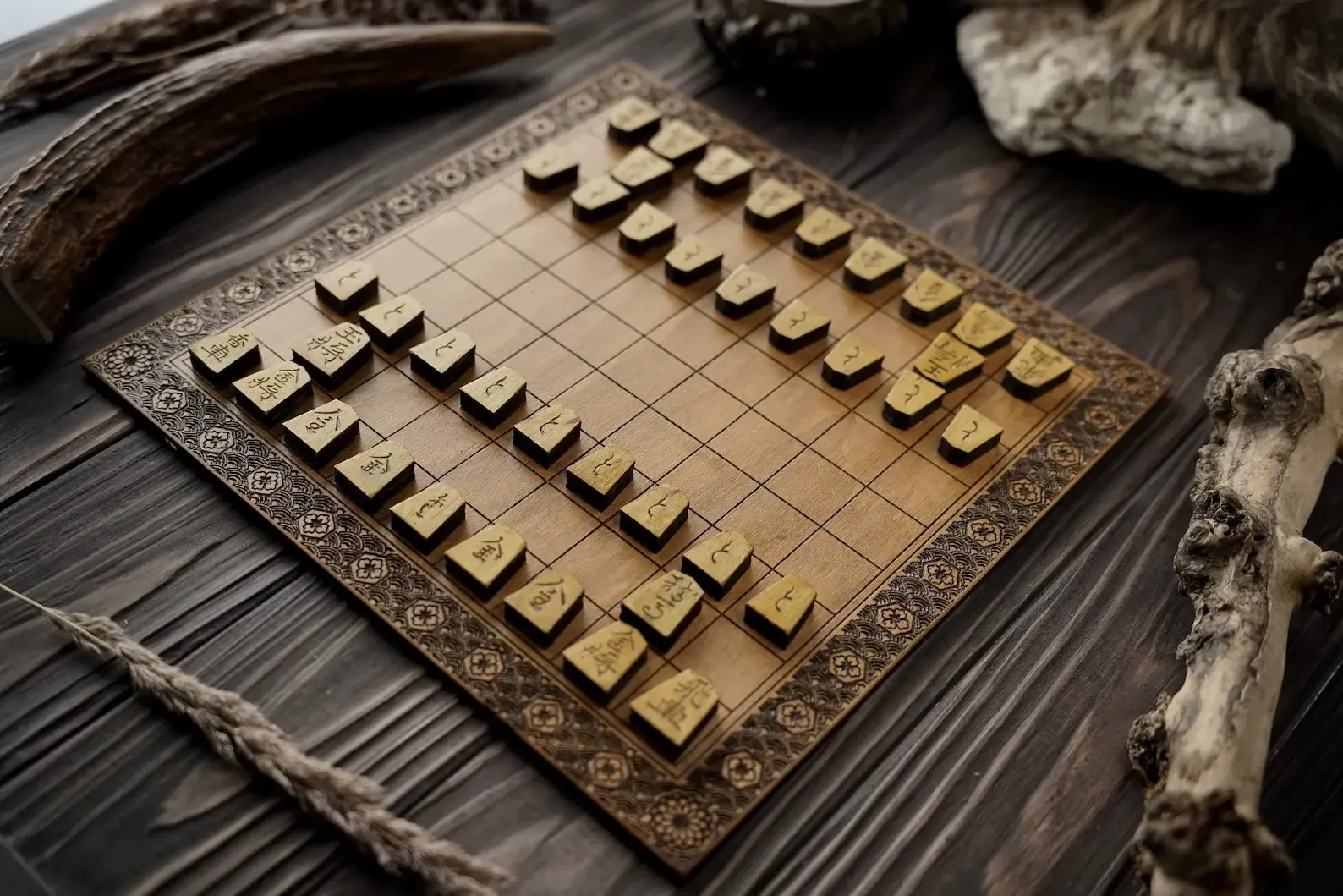 Japanese Shogi Board (Wooden Strategy Set)