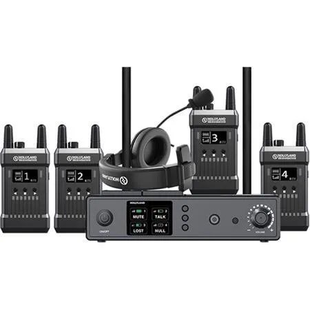 Hollyland Mars T1000 Full-Duplex Wireless Intercom System, Includes 1x Base Station with 4x Beltpacks 