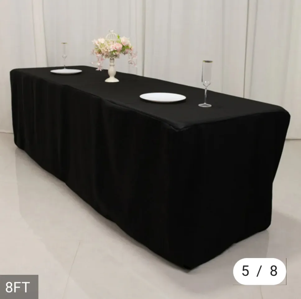 Table Cover 8 FT - High Grade Black Wrinkle Free
