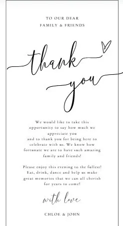 Thank You Cards for Table 