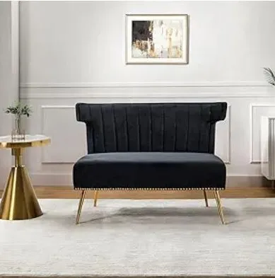 Mid-Century Velvet Upholstered Loveseat