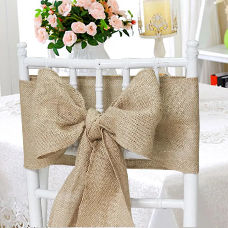 Burlap Jute Chair Sash
