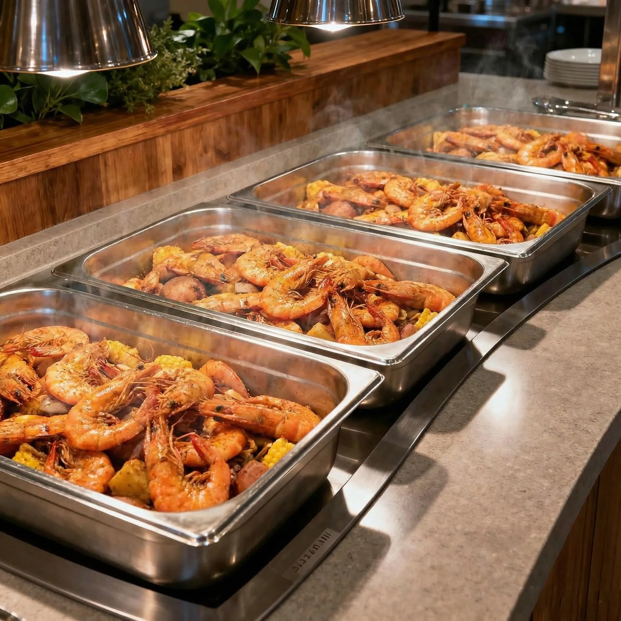 Shrimp Boil Serving Pan Set (2 Pans with Lids)