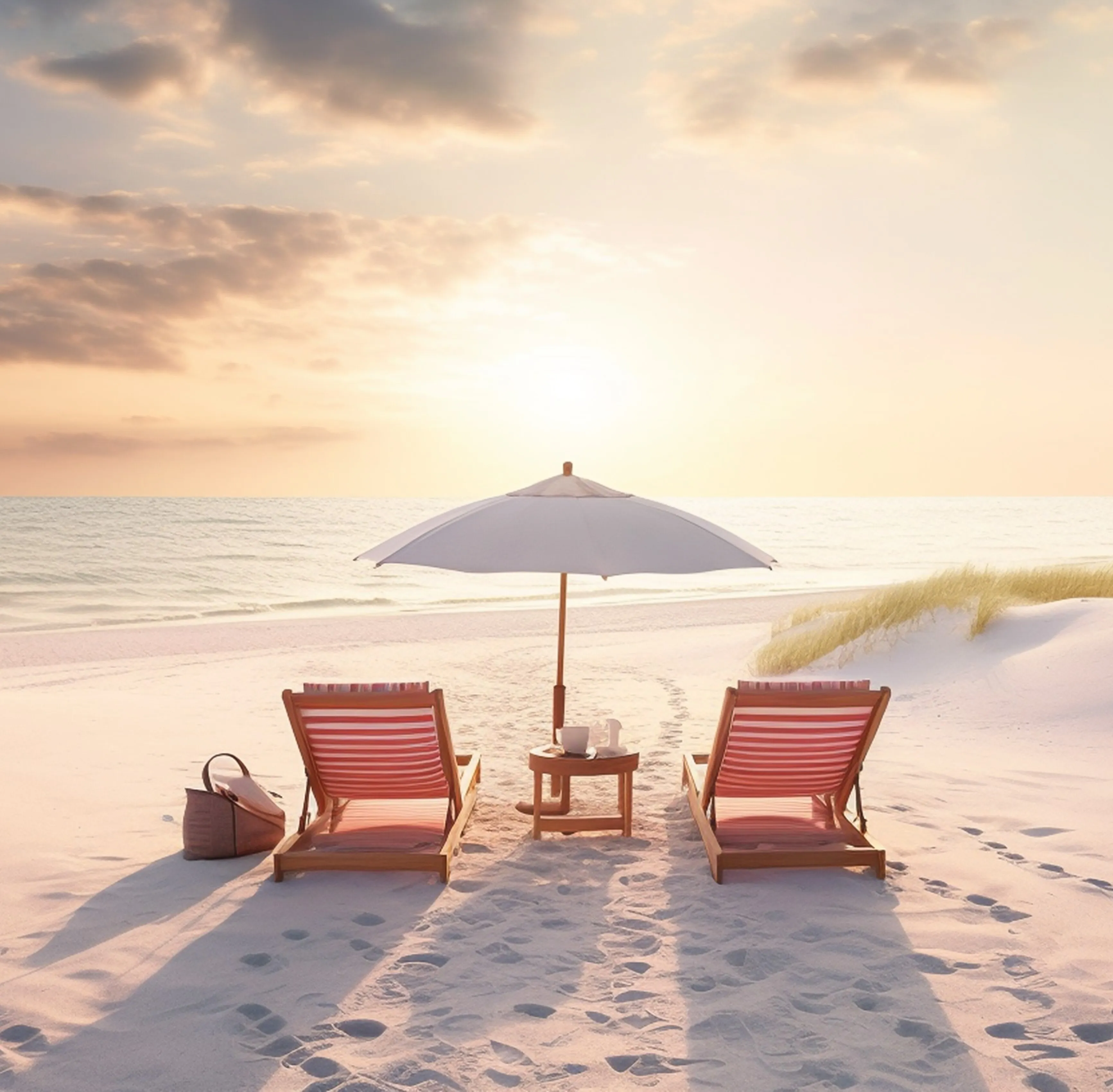 Luxury Resort Chairs & Umbrella Set