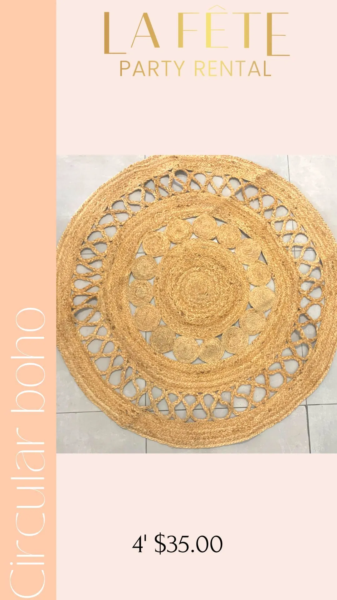 Alfombra boho circular 4' 