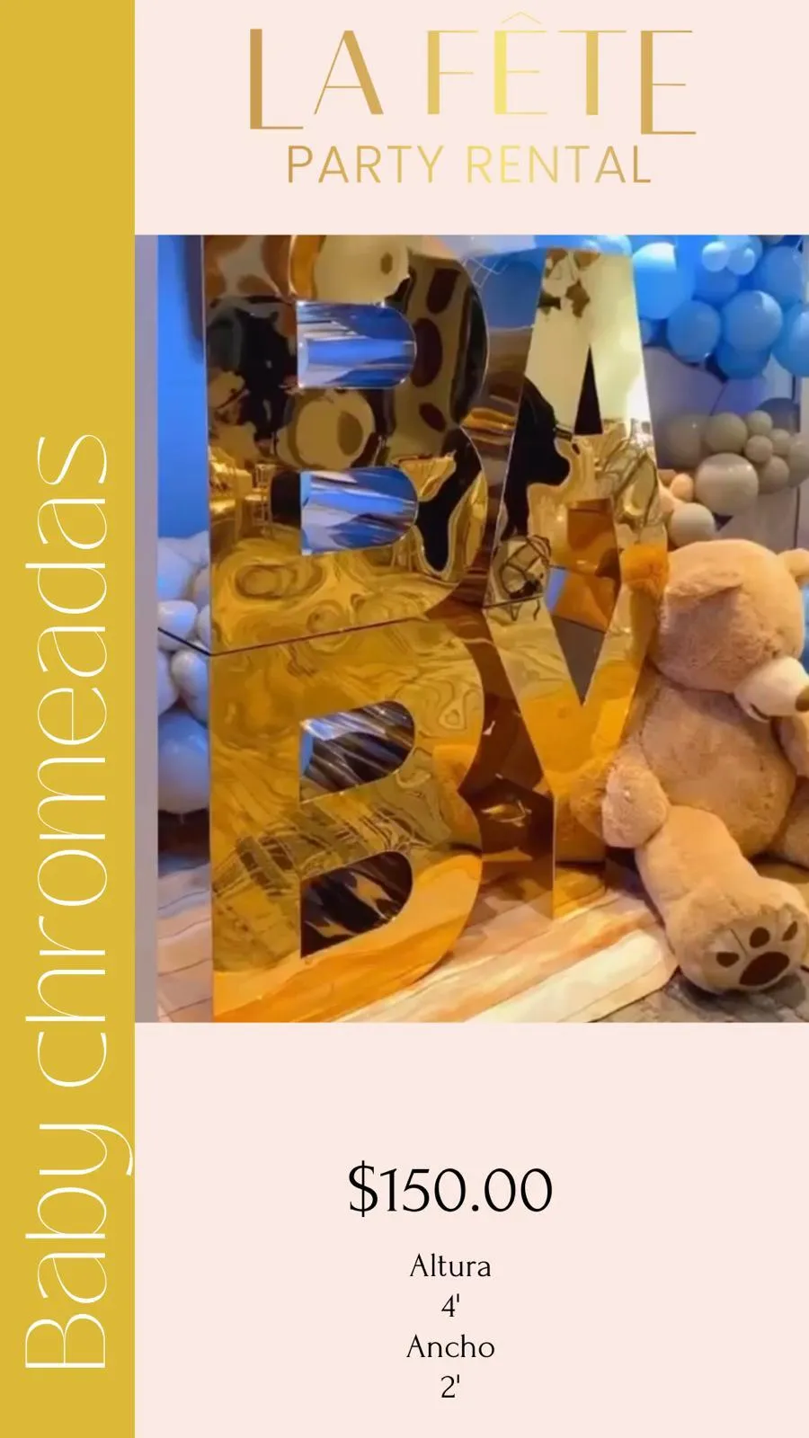 Letras "BABY" chromeadas