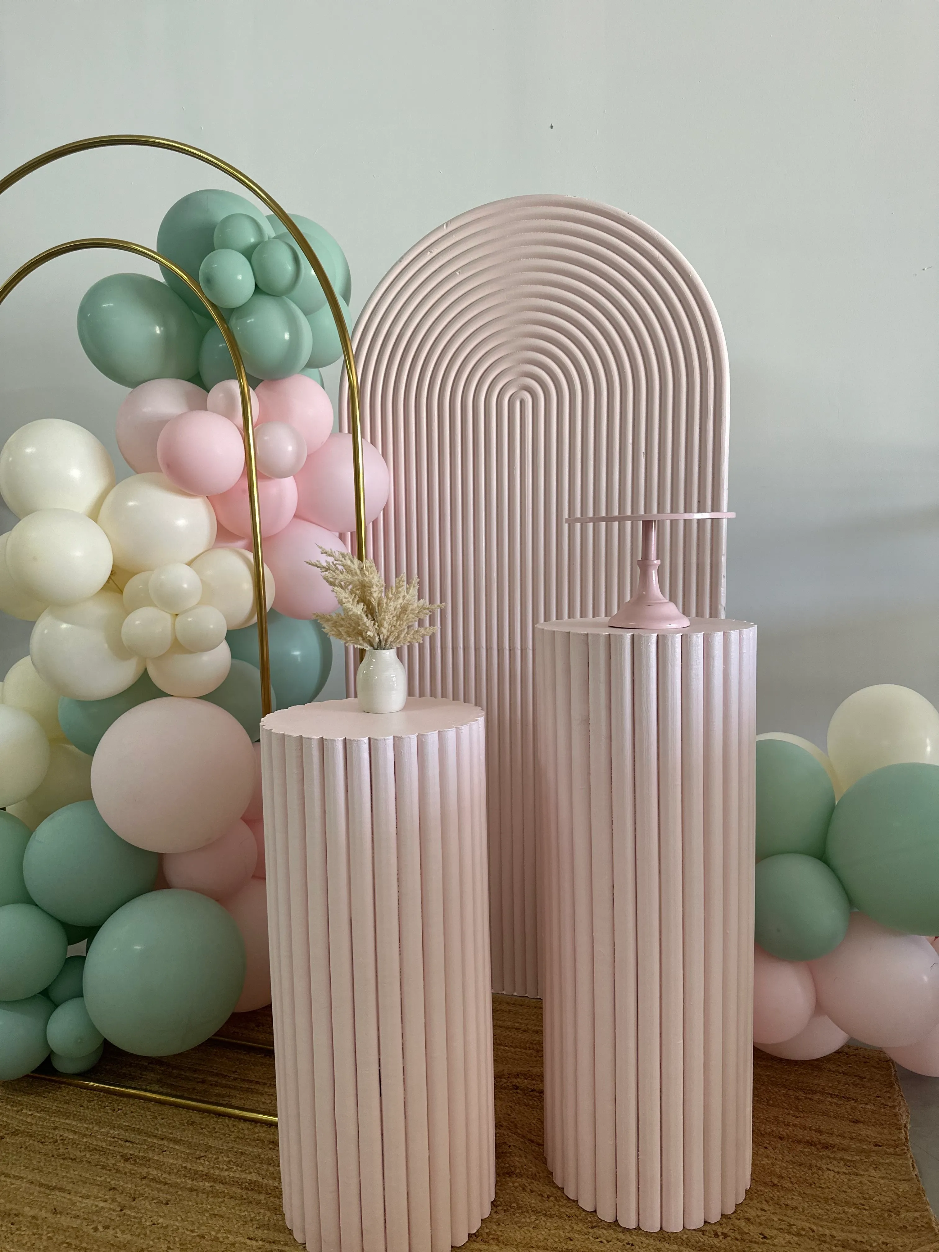 Cilindro  ranurado rosa mediano 3”