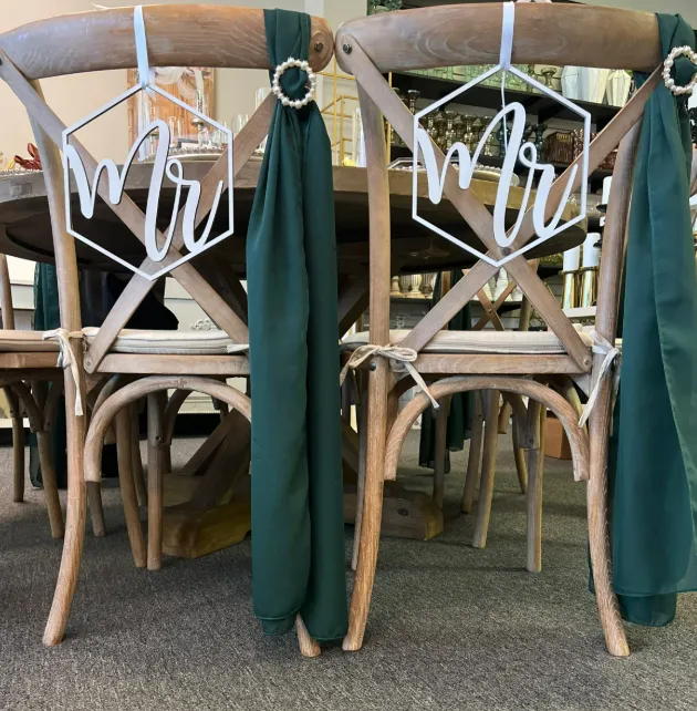 Wedding Chair Sign Geo Mrs/Mrs Set 2