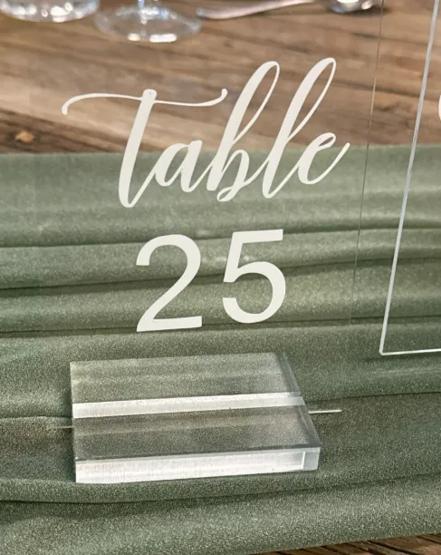 Table Numbers Clear Acrylic with White Lettering