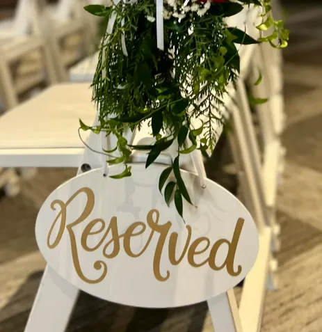 Sign Reserved White + Ribbon