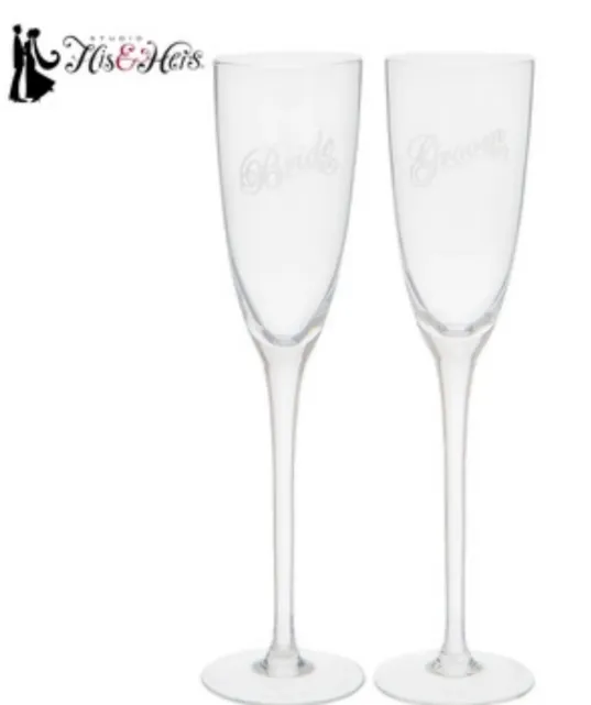 Champagne Etched Glass Set/2