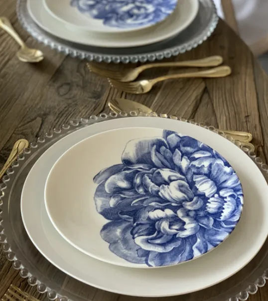 Place Setting Blue Floral Salad/dessert Plate