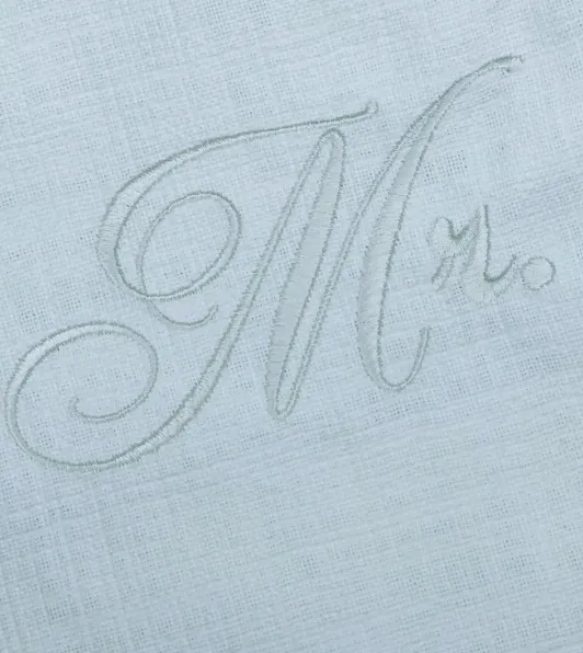 Wedding Chair Linen Lace Monogrammed Mr & Mrs Set