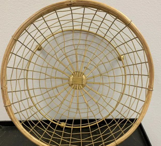 Basket Round Metal Bamboo Small 10”x4.5”H