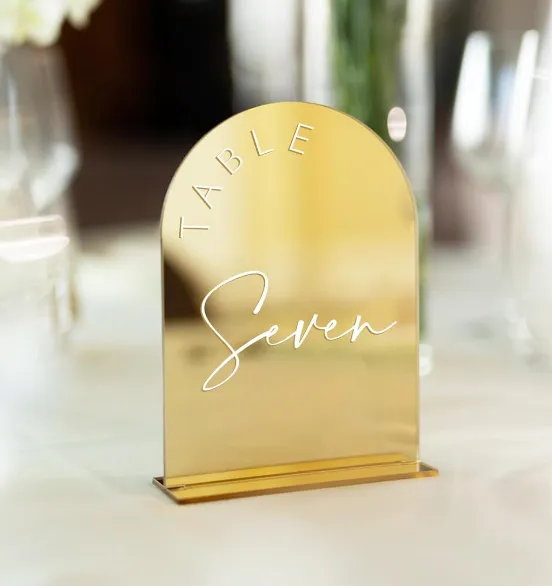 Table Numbers Gold Arch Mirror