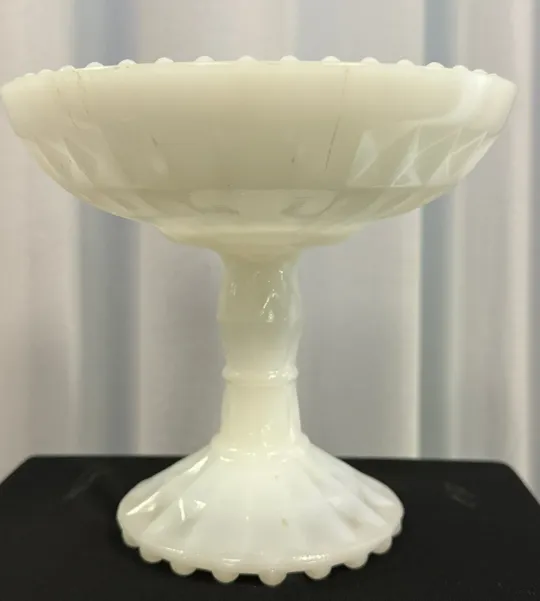 Vase Milk Glass Square Compote